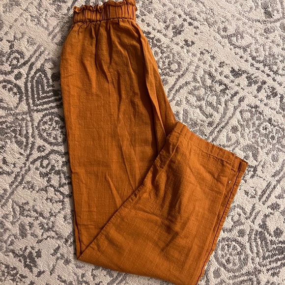 Waist Knot Seam Front Orange Dress Pants - Picture 6 of 7